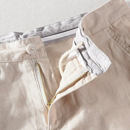 Herren Shorts Sommer | Baumwolle Leinen Mix | luftig bequem | Strand Freizeit Urlaub-Luzern Mode