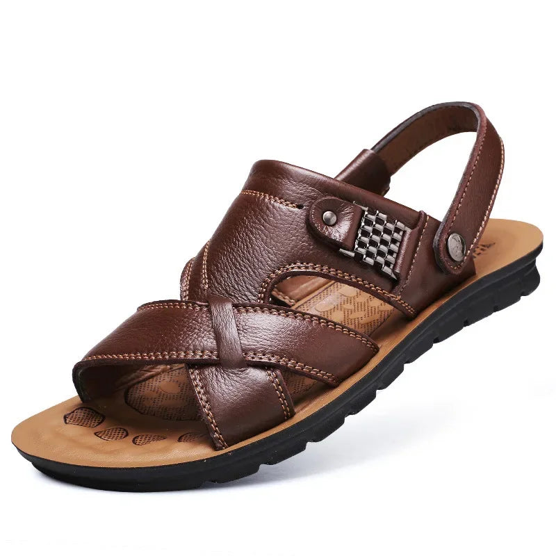 Ledersandalen Herren | Atmungsaktiv & bequem | Sommer Schuhwerk | römisch-Luzern Mode