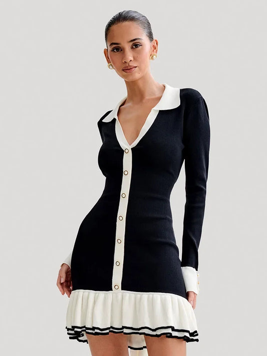 Sommer Minikleid Damen | Strickkleid | Rückenfrei | Bandage Stil | Sexy Look-Schwarz-S-Luzern Mode