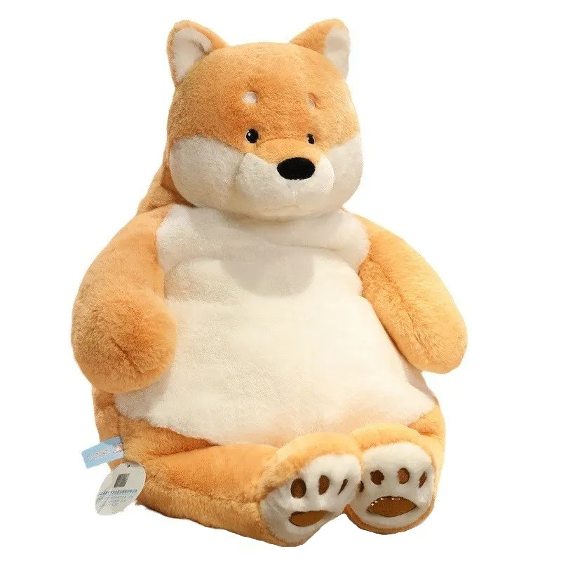 Plüsch Shiba Inu Kuscheltier, beige-weiß, gewichtetes Stofftier, beruhigend, Kinder.