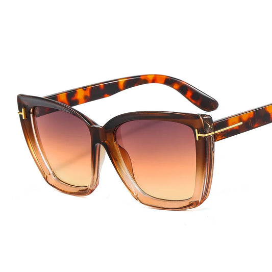 Stylische Damen Sonnenbrille | UV400 Schutz | Trendige Cat Eye mit Farbverlauf-Rot-Braun-Luzern Mode