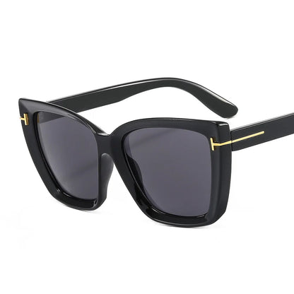 Stylische Damen Sonnenbrille | UV400 Schutz | Trendige Cat Eye mit Farbverlauf-Schwarz-Grau-Luzern Mode