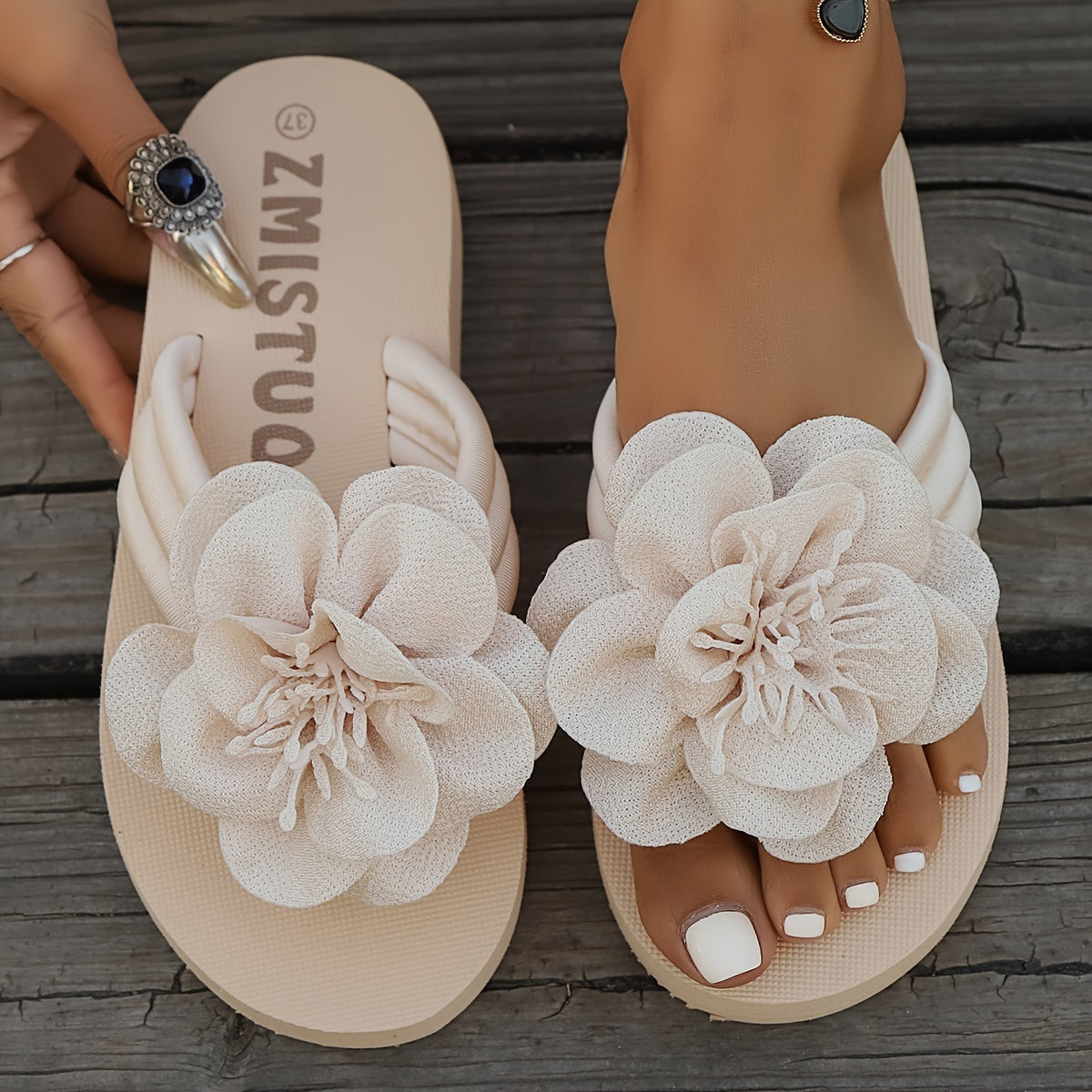 Sommer Slipper Damen | Leicht & bequem | Blumendetail | Strand & Alltagstauglich-Luzern Mode