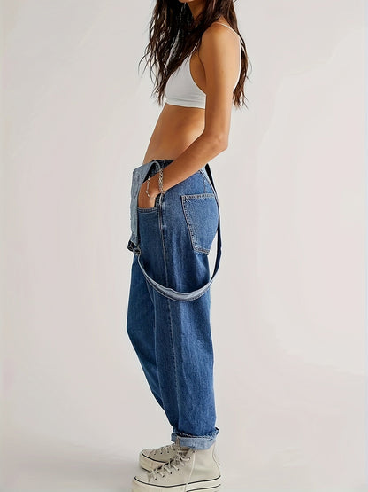 Trendiger Damen Jumpsuit | Denim Look für Alltag | Luftig und vielseitig kombinierbar-Luzern Mode