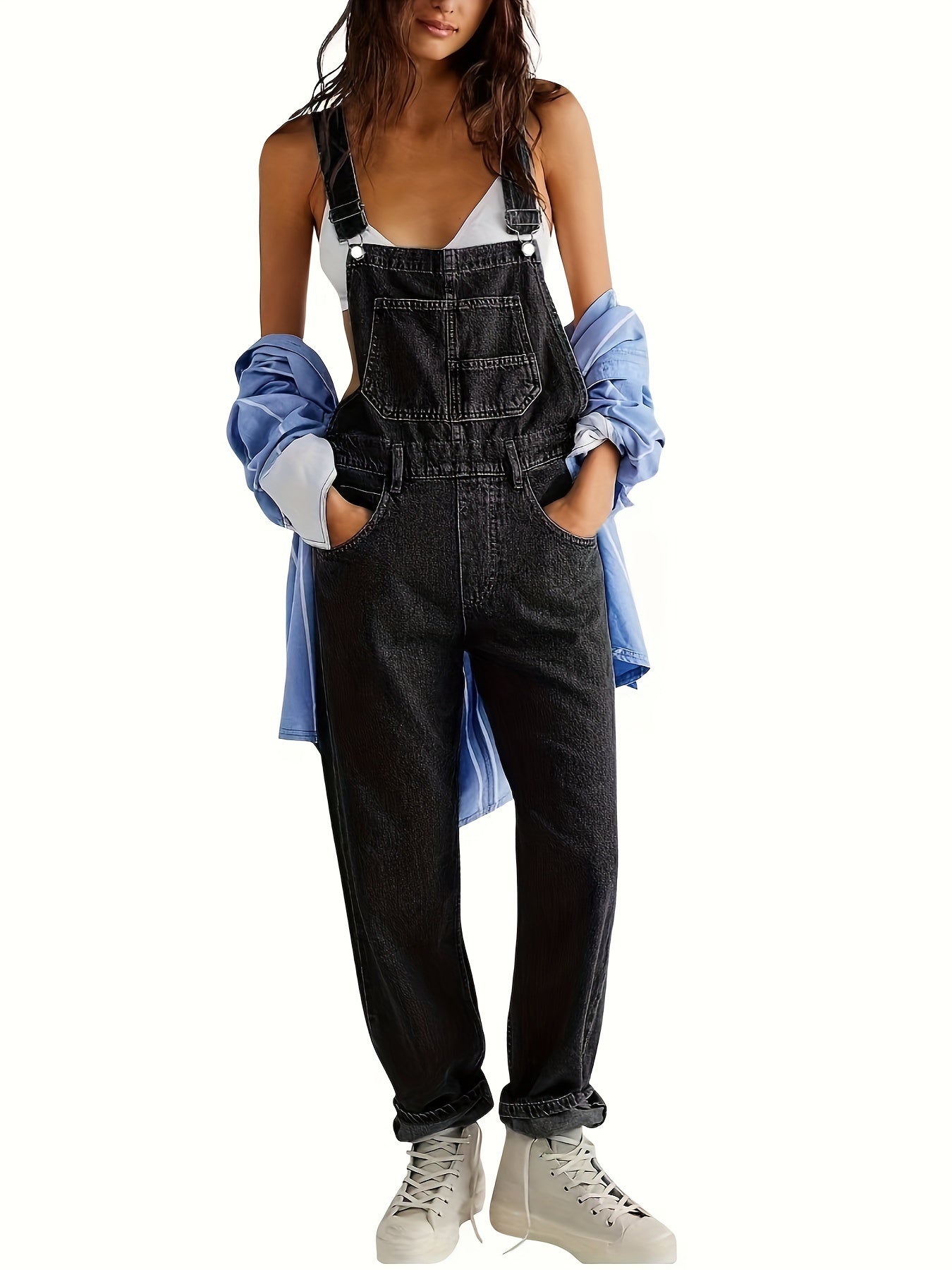 Trendiger Damen Jumpsuit | Denim Look für Alltag | Luftig und vielseitig kombinierbar-Luzern Mode