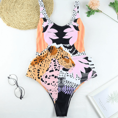 Badeanzug Damen Einteiler | Animal Print | Figurformend | Sexy und bequem-Leopard-S-Luzern Mode