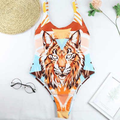Badeanzug Damen Einteiler | Animal Print | Figurformend | Sexy und bequem-Tiger-S-Luzern Mode