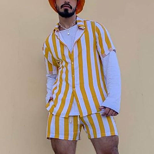 Herren Sommer Set Streifen | Luftig bequem | Für Strand Urlaub Freizeit Sommer-Luzern Mode