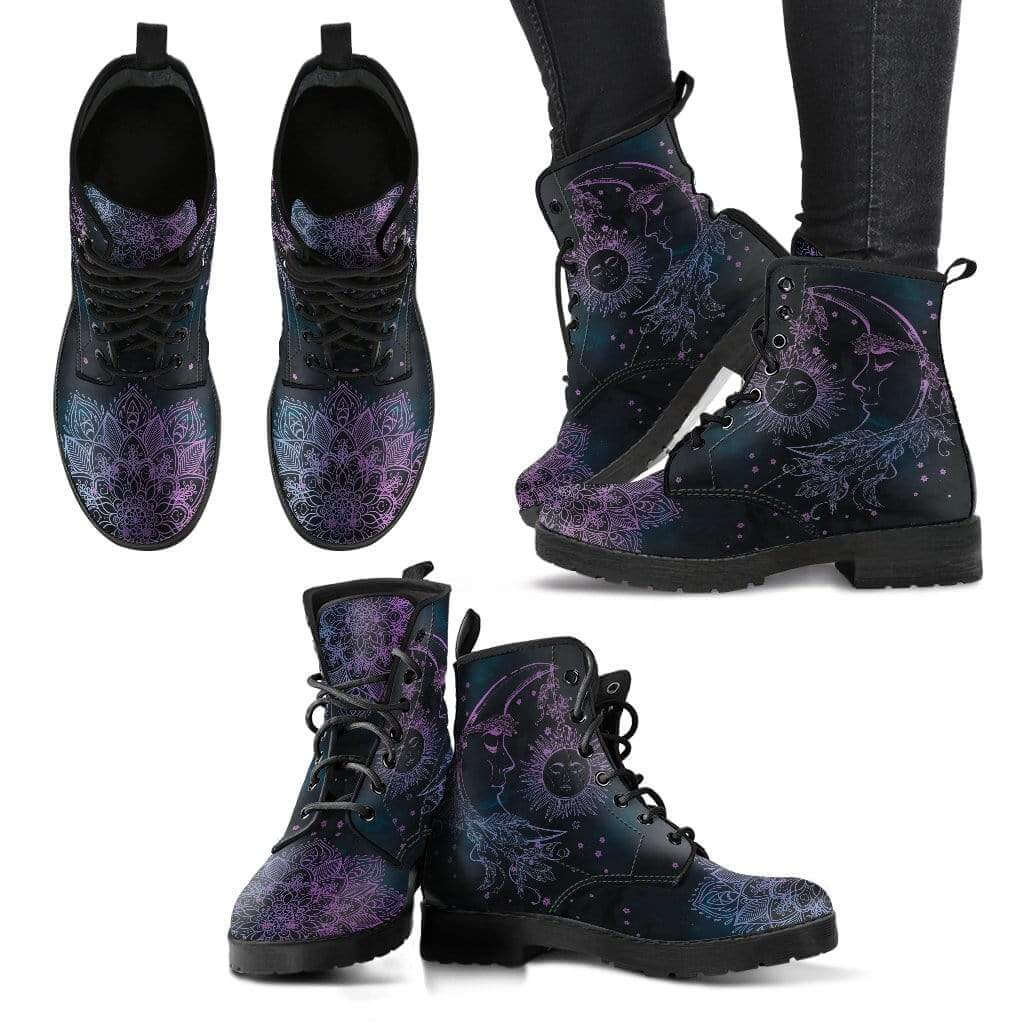 Damen-Stiefeletten mit Herbstlaub- und Mondmotiv – Selene