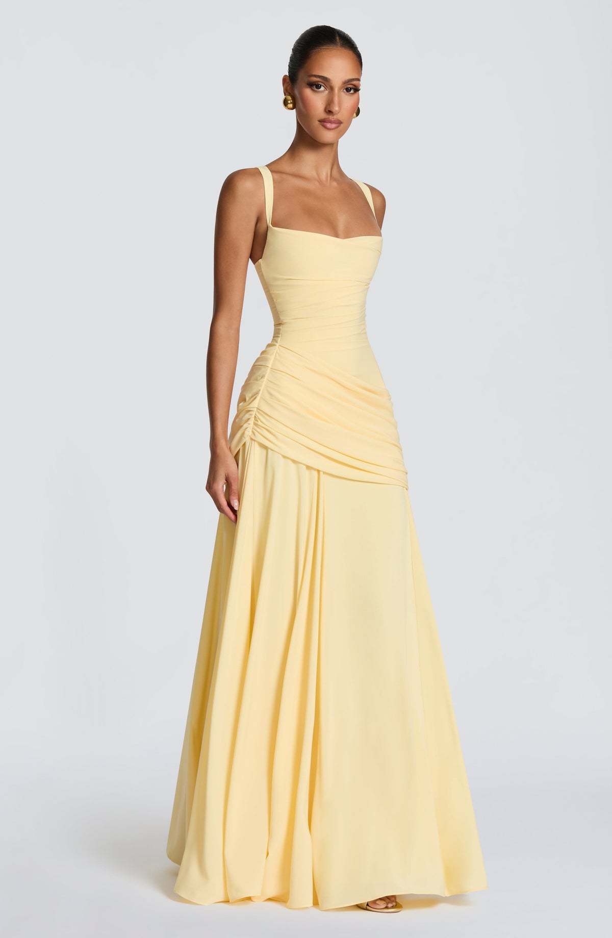 Destiny Chiffon Maxi Dress with Cowl Neckline and Lace-Up Back 3