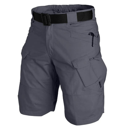 Herren Shorts | Cargo | Taktisch | Taschen | Reißverschlüsse | Teflon-Grau-S-Luzern Mode