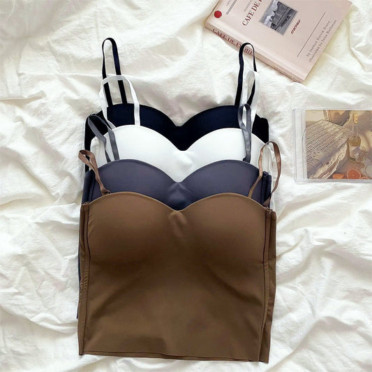 4 Stück luftige Tanktops mit integriertem Bandeau-BH - Tiana