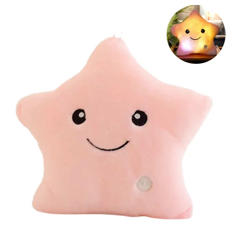 Rosa Sternkissen für Kleinkinder, Plüsch, mit Gesicht, dekorativ, gemütlich, Geschenkidee.