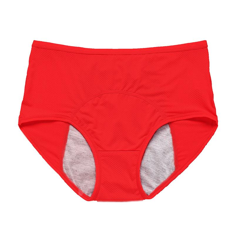 Roter Slip von vorn mit Lochmuster, Einsatz im Schritt und grauem Innenstoff an den Beinausschnitten. 16