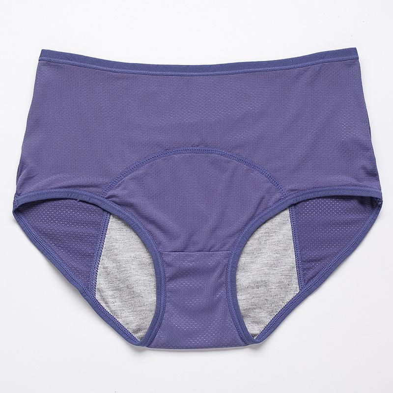 Blauvioletter Slip von vorn mit Netzstruktur, Einsatz im Schritt und grauem Innenstoff. 18