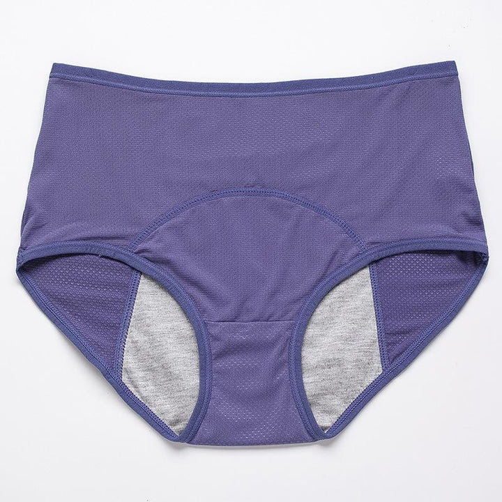 Blauvioletter Slip von vorn mit Netzstruktur, Einsatz im Schritt und grauem Innenstoff. 18