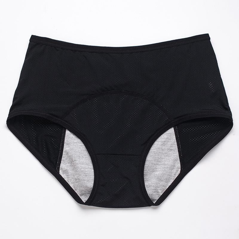 Schwarzer Slip von vorn mit Lochmuster, Einsatz im Schritt und grauem Innenstoff an den Beinen. 20