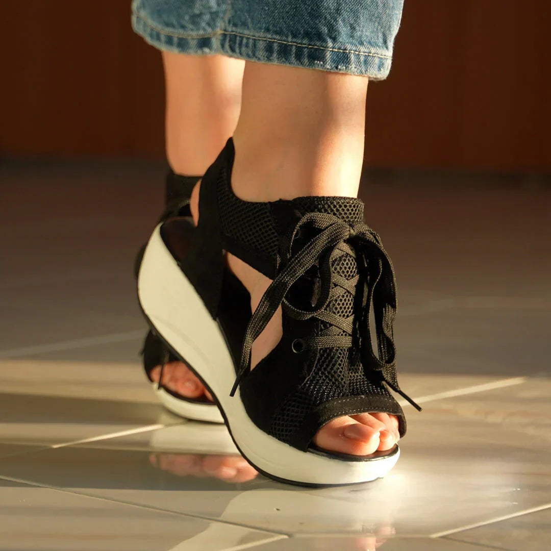 Sandalen Damen Sommer | Leicht & bequem | Trendfarben | Alltag | Urlaubsschuhe-Schwarz-35-Luzern Mode