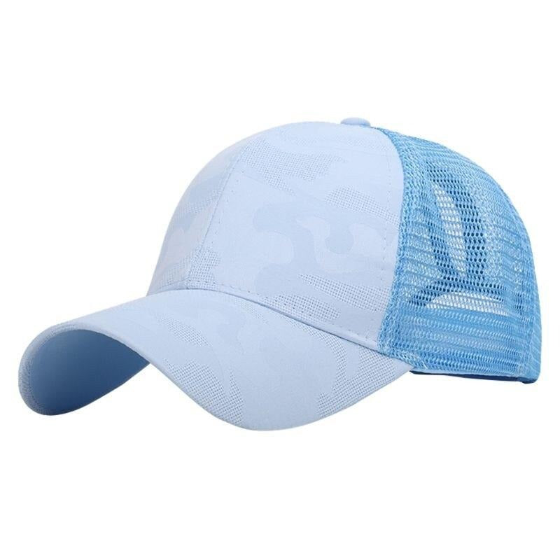 Damen Cap mit Zopföffnung | Sommer Baseballcap | Verstellbar | Atmungsaktiv-Blau-Luzern Mode