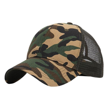 Damen Cap mit Zopföffnung | Sommer Baseballcap | Verstellbar | Atmungsaktiv-Camouflage-Luzern Mode