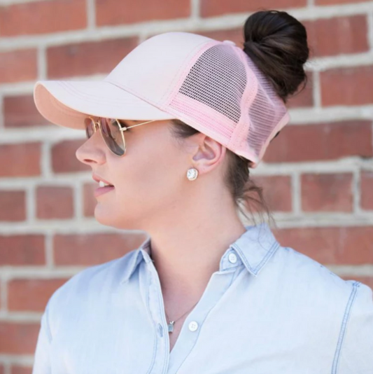 Damen Cap mit Zopföffnung | Sommer Baseballcap | Verstellbar | Atmungsaktiv-Rosa-Luzern Mode