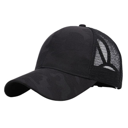 Damen Cap mit Zopföffnung | Sommer Baseballcap | Verstellbar | Atmungsaktiv-Schwarz-Luzern Mode