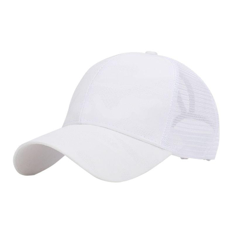 Damen Cap mit Zopföffnung | Sommer Baseballcap | Verstellbar | Atmungsaktiv-Weiß-Luzern Mode