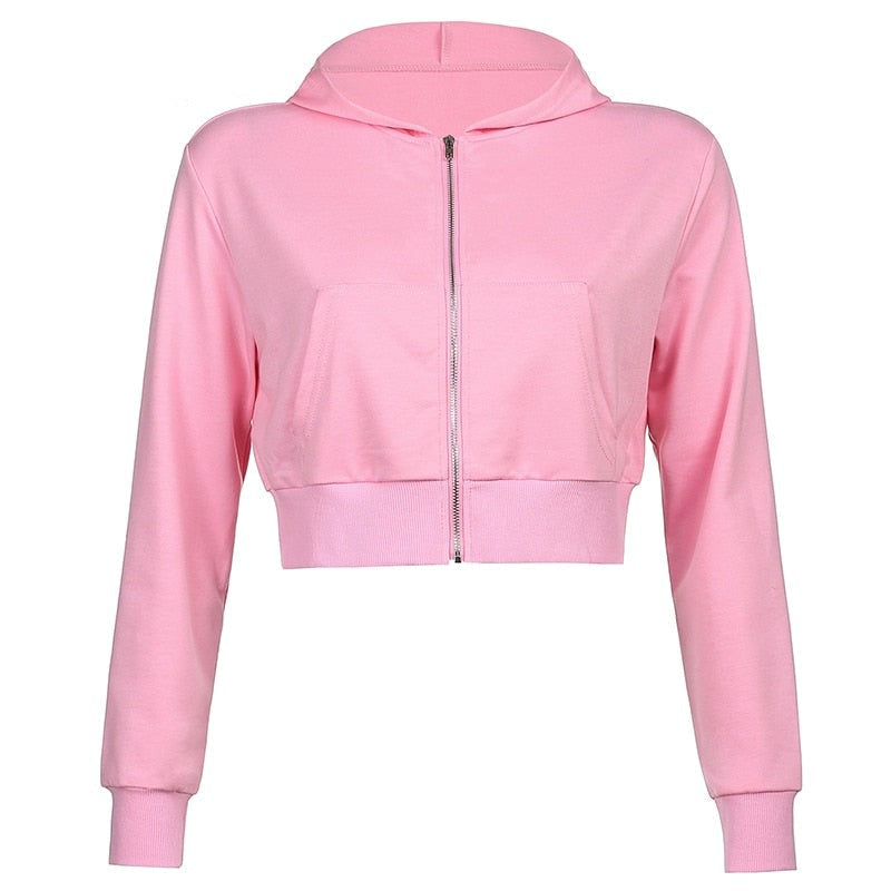 Trendy Damen Cropped Hoodie | Reißverschluss | Sportlich | Figurbetont | Kapuze-Luzern Mode