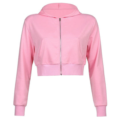 Trendy Damen Cropped Hoodie | Reißverschluss | Sportlich | Figurbetont | Kapuze-Luzern Mode