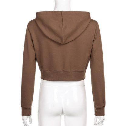 Trendy Damen Cropped Hoodie | Reißverschluss | Sportlich | Figurbetont | Kapuze-Luzern Mode