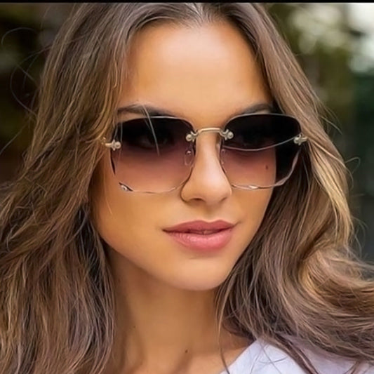 Randlose Sonnenbrille | UV400-Schutz | Rechteckige Gläser | Ultraleicht & blendfrei-Braun/Grau-Luzern Mode