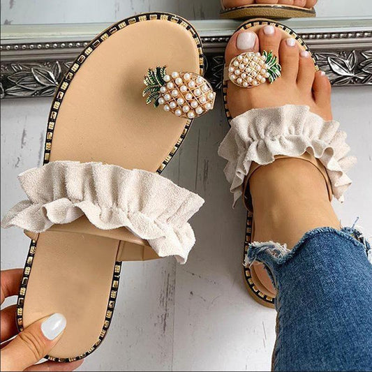 Bequeme Sommerschuhe Damen | Boho Look | Orthopädisch stützend | Sandalen-Beige-35-Luzern Mode