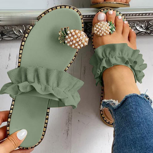 Bequeme Sommerschuhe Damen | Boho Look | Orthopädisch stützend | Sandalen-Grün-35-Luzern Mode