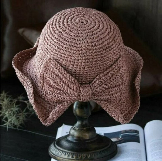 Damen Sonnenhut Sommer | Geschwungene Krempe | 1+1 gratis | Trendige UV-Hüte-Dunkelrosa-Dunkelrosa-Luzern Mode