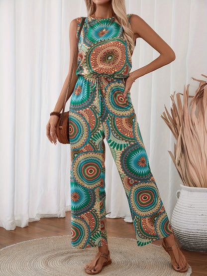 Jumpsuit Damen Sommer | Mandala Boho Look | Ärmellos | Leicht und luftig-Luzern Mode