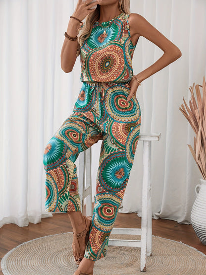 Jumpsuit Damen Sommer | Mandala Boho Look | Ärmellos | Leicht und luftig-Luzern Mode