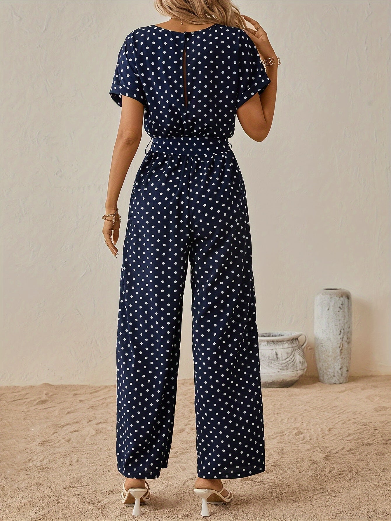 Damen Jumpsuit Punkte | Sommer Look | Luftig bequem | Casual für Alltag & Urlaub-Luzern Mode