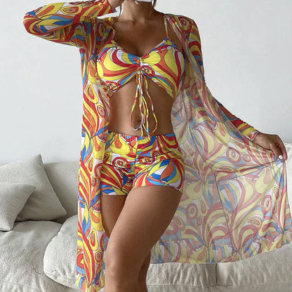 Bikini Damen Sommer | Figurbetont & bequem | Atmungsaktiv | Strand | Urlaub-Gelb-S-Luzern Mode