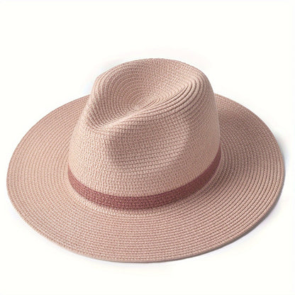 Sommerhut breite Krempe | Panama Sonnenhut Unisex | Trendiger UV-Schutz-Rosa-M/L-Luzern Mode
