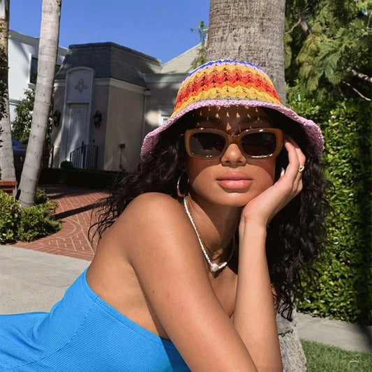 Bucket Hat Sommer UV-Schutz | Unisex Sonnenhut Strand | Trendiges Design bunt-Bunt-Luzern Mode