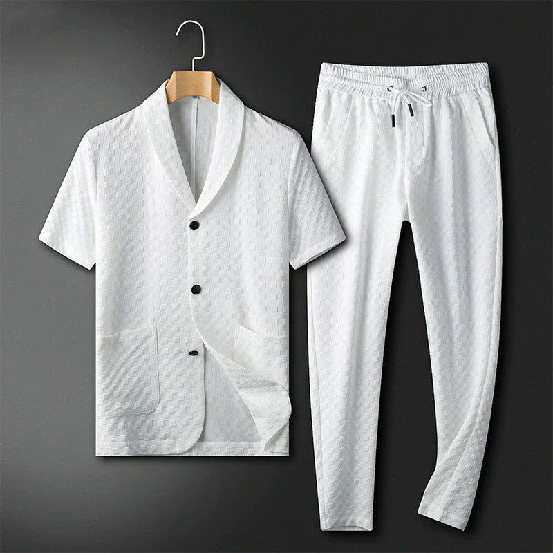 Sommer Set Herren | Business Look | Atmungsaktiv & bequem | Büro & Alltag-Weiß-S-Luzern Mode