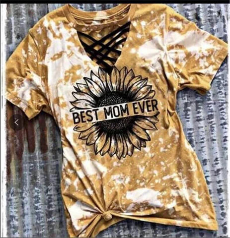 Damen T-Shirt Sommer | Tie-Dye | Cut-Out Design | V-Ausschnitt | Freizeitmode-C-S-Luzern Mode