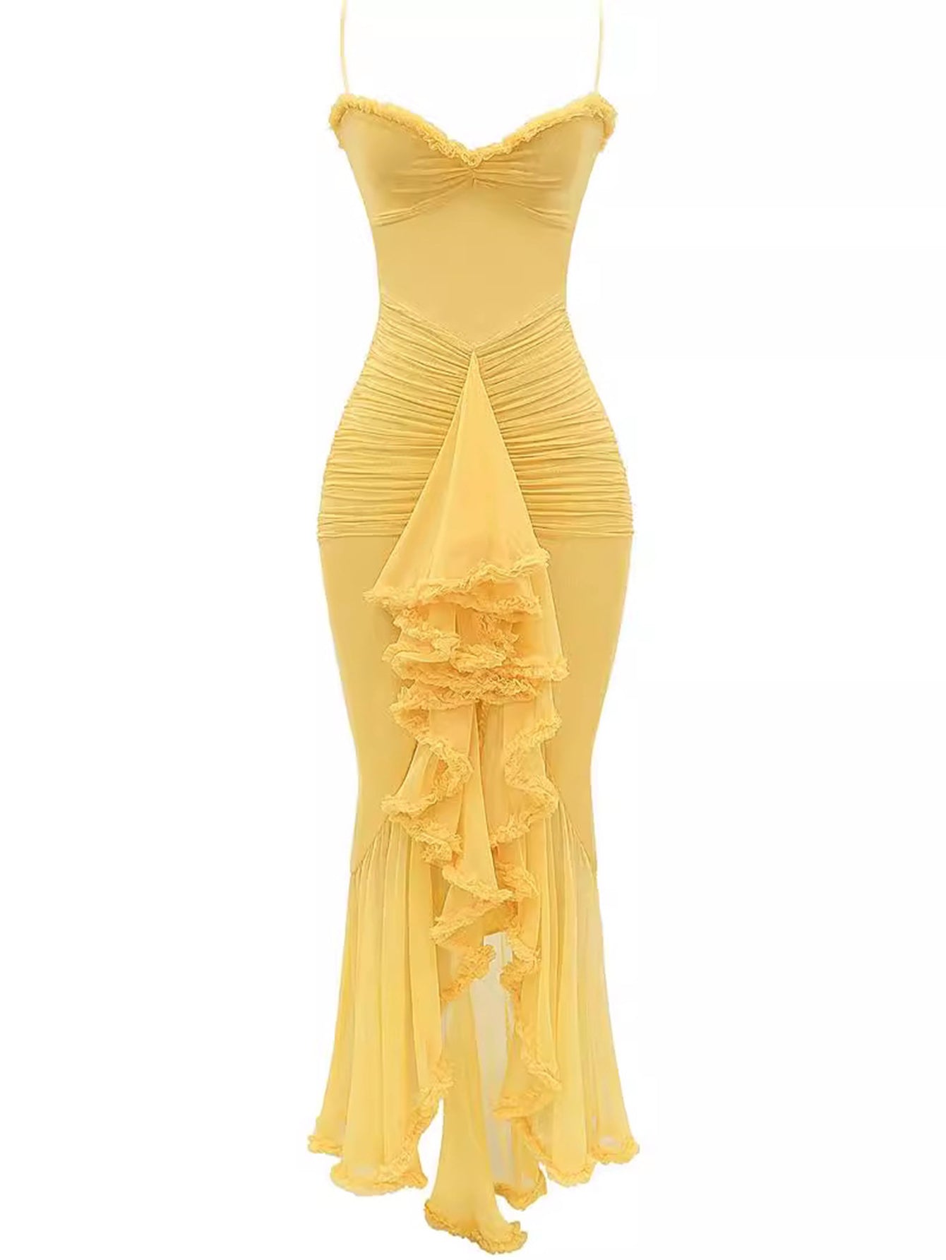Maxi Sommerkleid Damen | Rüschen | Bequem | Figurfreundlich | Sommerfarben-Luzern Mode