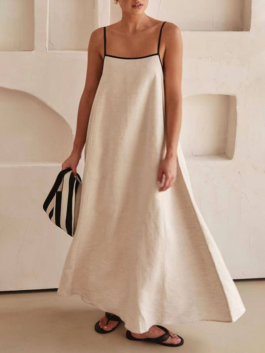 A-Linien Trägerkleid | Kontrastfarbiges Design | Pflegeleicht | Figurbetont | Festtauglich-Luzern Mode