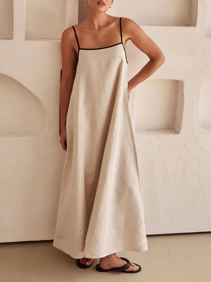 A-Linien Trägerkleid | Kontrastfarbiges Design | Pflegeleicht | Figurbetont | Festtauglich-Luzern Mode