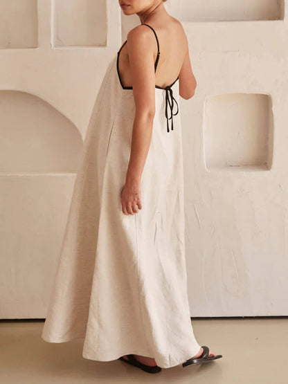A-Linien Trägerkleid | Kontrastfarbiges Design | Pflegeleicht | Figurbetont | Festtauglich-Luzern Mode