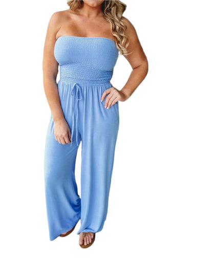 Trägerloser Sommer-Overall mit weitem Bein – Camila