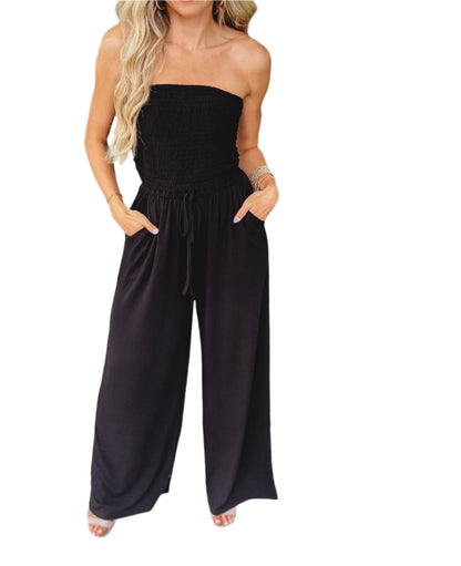 Trägerloser Sommer-Overall mit weitem Bein – Camila