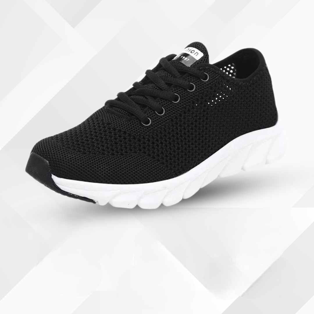 Damen Barfuß-Sneaker | Orthopädisch | Schnürverschluss | Ultraleicht-Schwarz-35-Luzern Mode