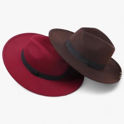 Unisex Fedora | Vintage | Einfarbig | Wollfilz | Elastisches Band-Luzern Mode